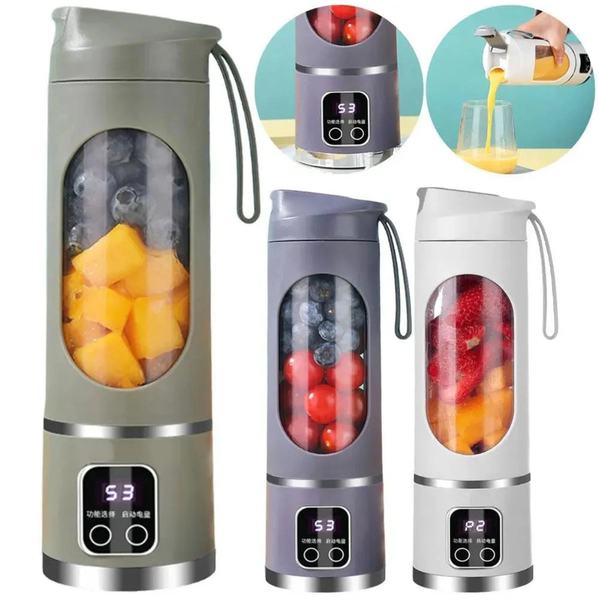 Bärbar mixer för shakes och smoothies - 450 ml - uppladningsbar