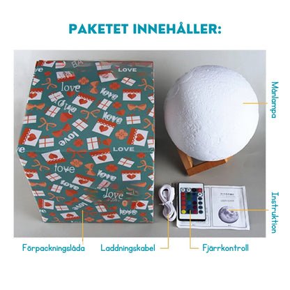3D Månlampa - Designa med eget foto, namn eller text