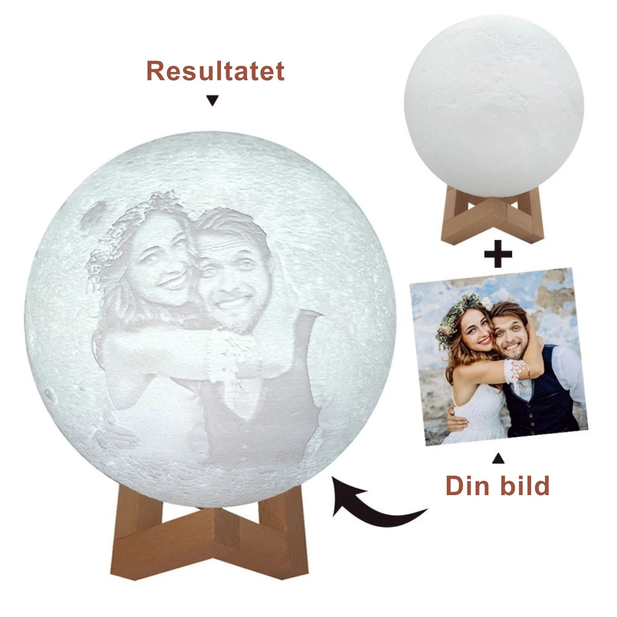 3D Månlampa - Designa med eget foto, namn eller text