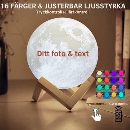 3D Månlampa - Designa med eget foto, namn eller text